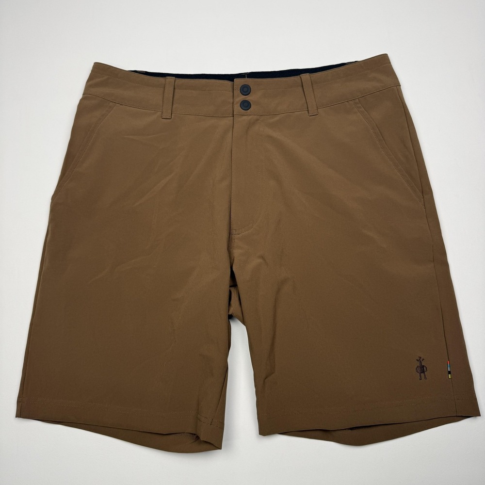 Smartwool Merino Sport Shorts Mens Medium Brown Chino Stretch 8 Inseam